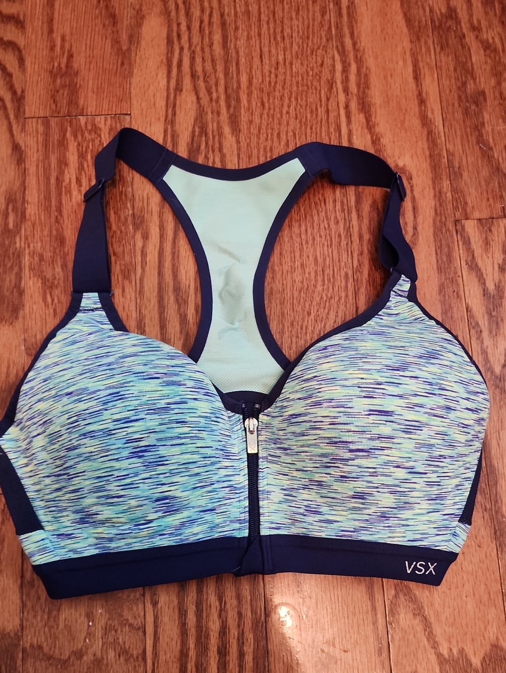 VSX Aqua Multi Front-Zip Racerback Sports Bra